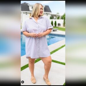 Striped Button-Up Shirt Dress